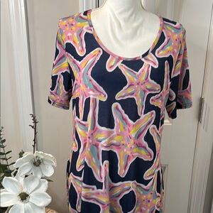 Simply Southern Casual Pink and Blue Cuffed Sleeve Dress Size Large
